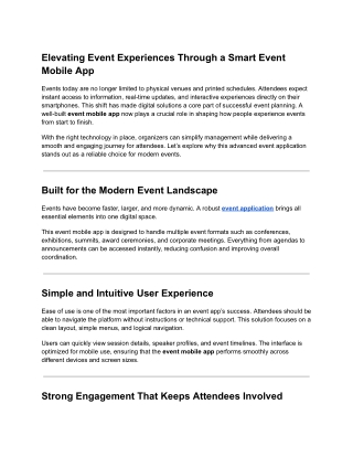 Elevating Event Experiences Through a Smart Event Mobile App