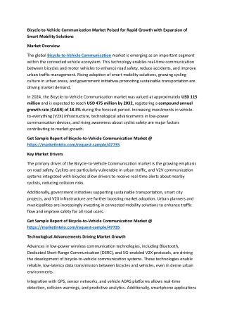 Bicycle-to-Vehicle Communication Market Poised for Rapid Growth with Expansion