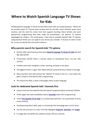 Where to Watch Spanish Language TV Shows for Kids in U.S.