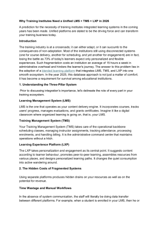 Why Training Institutes Need a Unified LMS   TMS   LXP in 2026