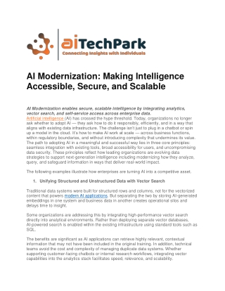 AI Modernization techniques to enable self service analytics today