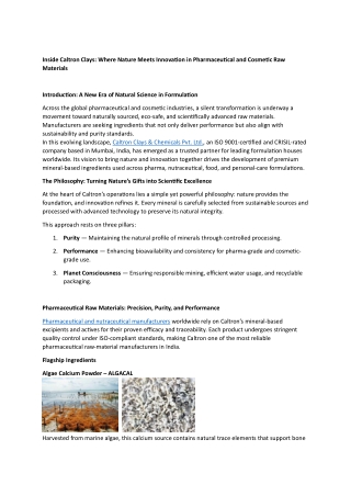 Inside Caltron Clays: Where Nature Meets Innovation in Pharmaceutical