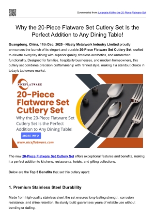Why the 20-Piece Flatware Set Cutlery Set Is the Perfect Addition to Any Dining Table!