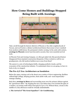 How Come Homes and Buildings Stopped Being Built with Awnings