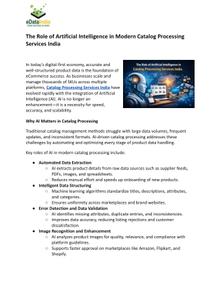 The Role of Artificial Intelligence in Modern Catalog Processing Services India
