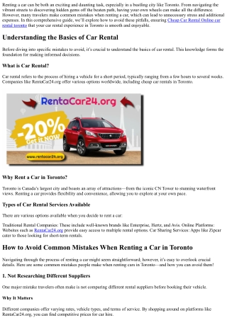 How to Avoid Common Mistakes When Renting a Car in Toronto