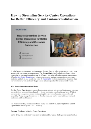 Service Center Operations