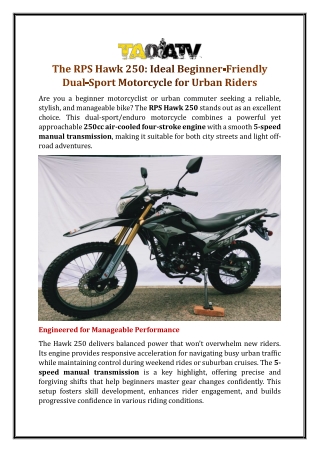 Ideal Beginner-Friendly Dual-Sport Motorcycle for Urban Riders