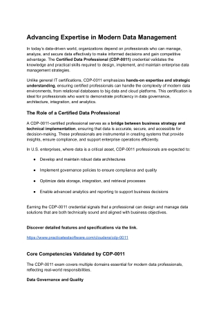 Advancing Expertise in Modern Data Management