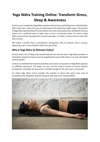 Yoga Nidra Training Online - Transform Stress, Sleep & Awareness