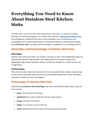 Everything You Need to Know About Stainless Steel Kitchen Sinks