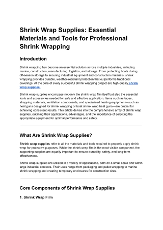 Shrink Wrap Supplies: Essential Materials and Tools for Professional Shrink Wrap
