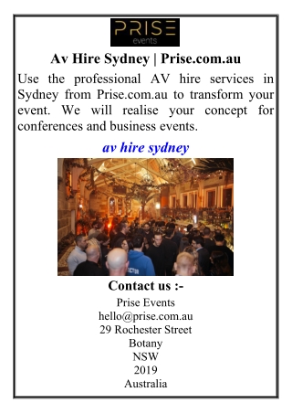 Av Hire Sydney | Prise.com.au