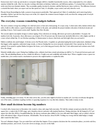 Why Most Remodels Go Over Budget—and How Phoenix Home Remodeling Keeps Costs on