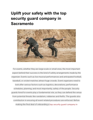 Uplift your safety with the top security guard company in Sacramento