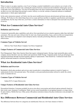 Key Differences Between Commercial and Residential Auto Glass Services