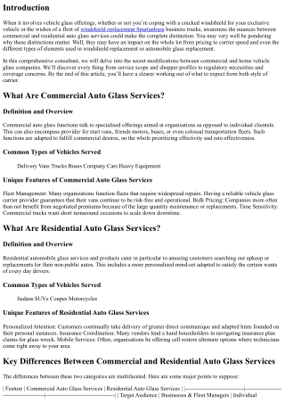 Key Differences Between Commercial and Residential Auto Glass Services