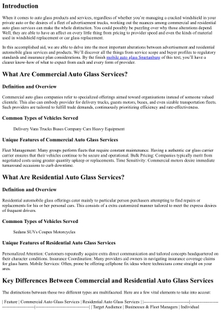 Key Differences Between Commercial and Residential Auto Glass Services