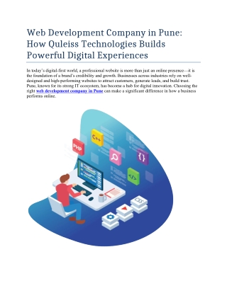 Web Development Company in Pune: How Quleiss Technologies Builds Powerful Digita