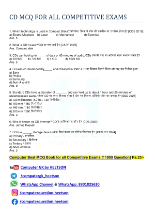 CD MCQ FOR ALL COMPETITIVE EXAMS