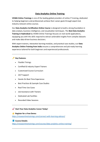 Data Analytics Online Training Real-time support from India