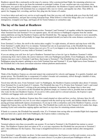 Transport from Heathrow to Paddington: Heathrow Express vs. Elizabeth Line