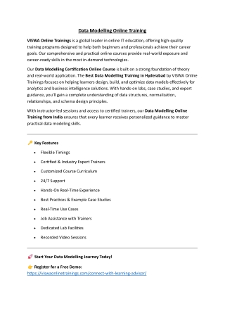 Data Modelling Online Coaching Classes In India, Hyderabad