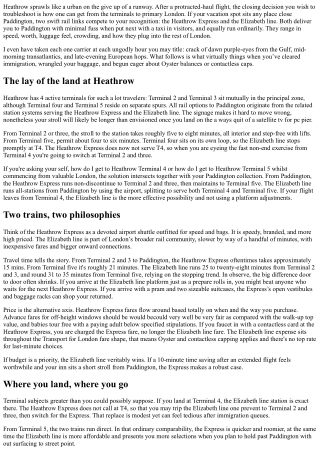 Transport from Heathrow to Paddington: Heathrow Express vs. Elizabeth Line