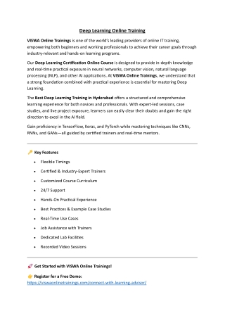 Deep Learning Online Training Real-time support from Hyderabad