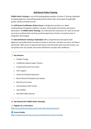 Dell Boomi Online Coaching Classes In India, Hyderabad