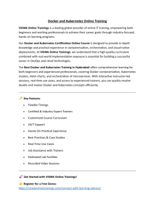 Docker and Kubernetes Online Coaching Classes In India, Hyderabad