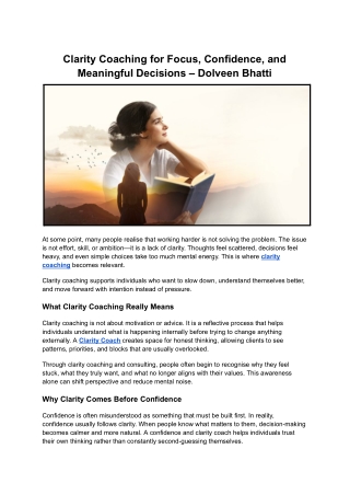 Clarity Coaching for Focus, Confidence, and Meaningful Decisions – Dolveen Bhatti