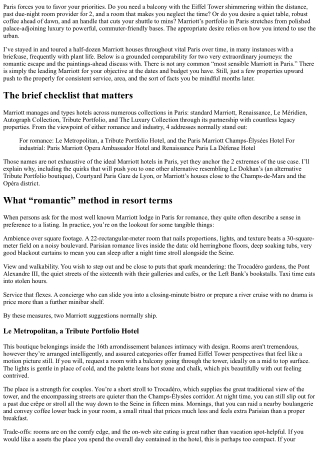 Comparing the Best Marriott Hotel in Paris for Romance vs. Business