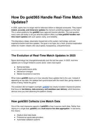 How Do gold365 Handle Real-Time Match Updates