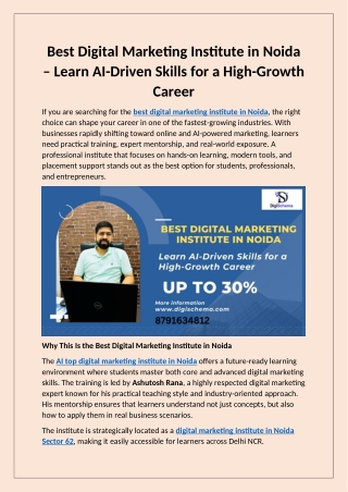 Best Digital Marketing Institute in Noida – Learn AI-Driven Skills for a High-Growth Career