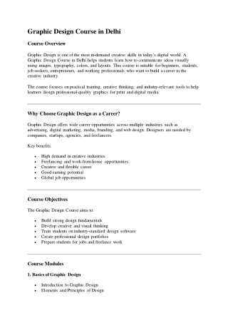 Graphic Design Course in Delhi