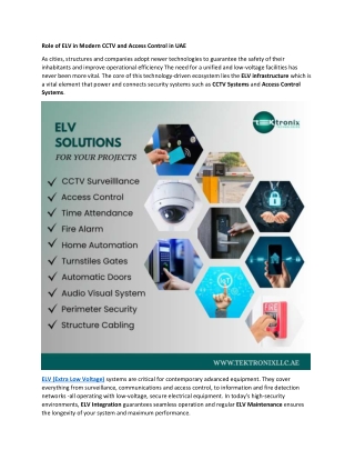 Role of ELV in Modern CCTV and Access Control