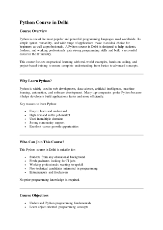 Python Course in Delhi