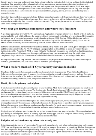 Next-Gen Firewalls and Beyond: IT Cybersecurity Services That Matter