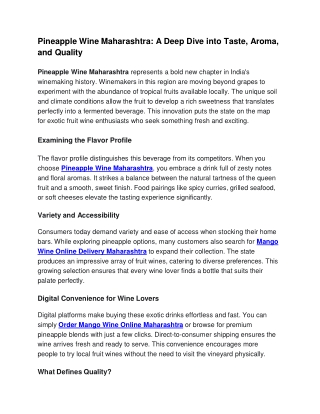 Pineapple Wine Maharashtra A Deep Dive into Taste, Aroma, and Quality