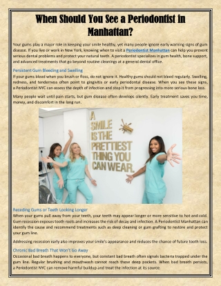 When Should You See a Periodontist in Manhattan