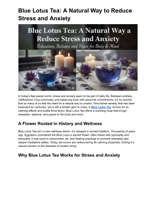 Blue Lotus Tea A Natural Way to Reduce Stress and Anxiety