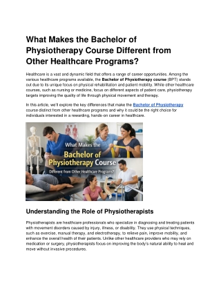 What Makes the Bachelor of Physiotherapy Course Different from Other Healthcare