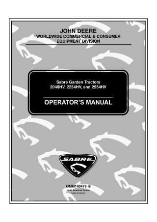 John Deere 2048HV 2254HV and 2554HV Sabre Garden Tractors Operator’s Manual Instant Download (pin.020001-) (Publication