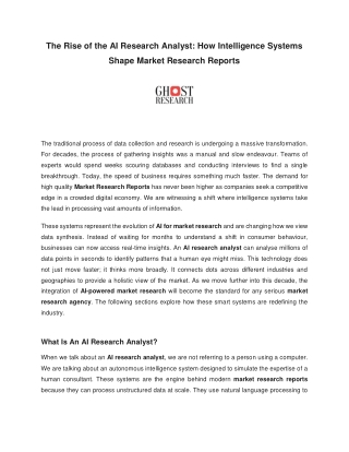 The Rise of the AI Research Analyst: How Intelligence Systems Shape Market Research Reports