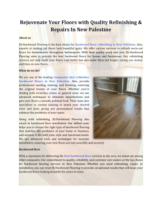 Rejuvenate Your Floors with Quality Refinishing & Repairs In New Palestine