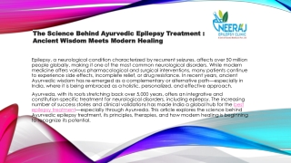 The Science Behind Ayurvedic Epilepsy Treatment Ancient Wisdom Meets Modern Healing
