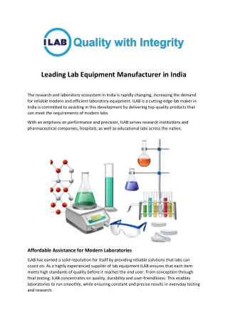 Leading Lab Equipment Manufacturer in India