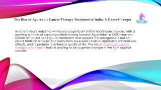 The Rise of Ayurvedic Cancer Therapy Treatment in India A Game-Changer