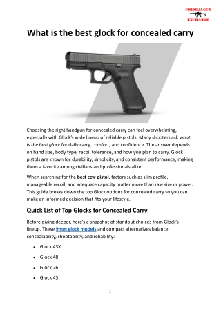 What is the best glock for concealed carry in 2026